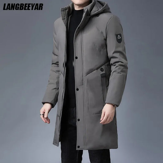 Top Quality Winter Thicken New Brand Designer Casual Fashion Outwear Parkas Jacket Men Longline Windbreaker Coats Men Clothing