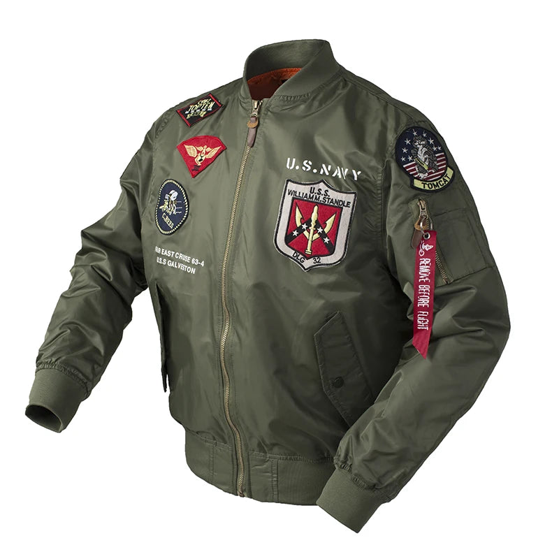 Autumn Top gun Us navy MA1 letterman varsity baseball Pilot air force flight hunting tactical military army jacket men clothes