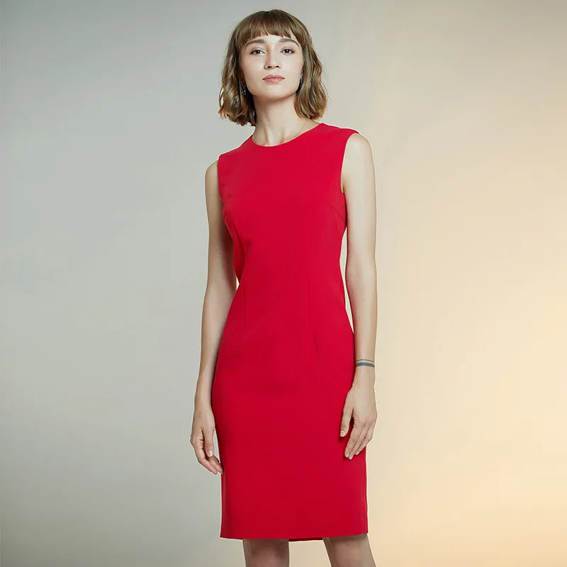 2023 women's new style dress solid Cape slim dress short sleeve red Dress female sheath dresses