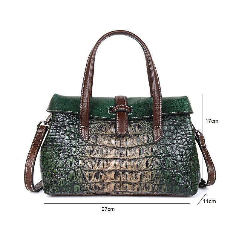 Johnature Handmade Embossing Genuine Leather Luxury Handbags Women Bags Designer 2022 New High Quality Shoulder&Crossbody Bags