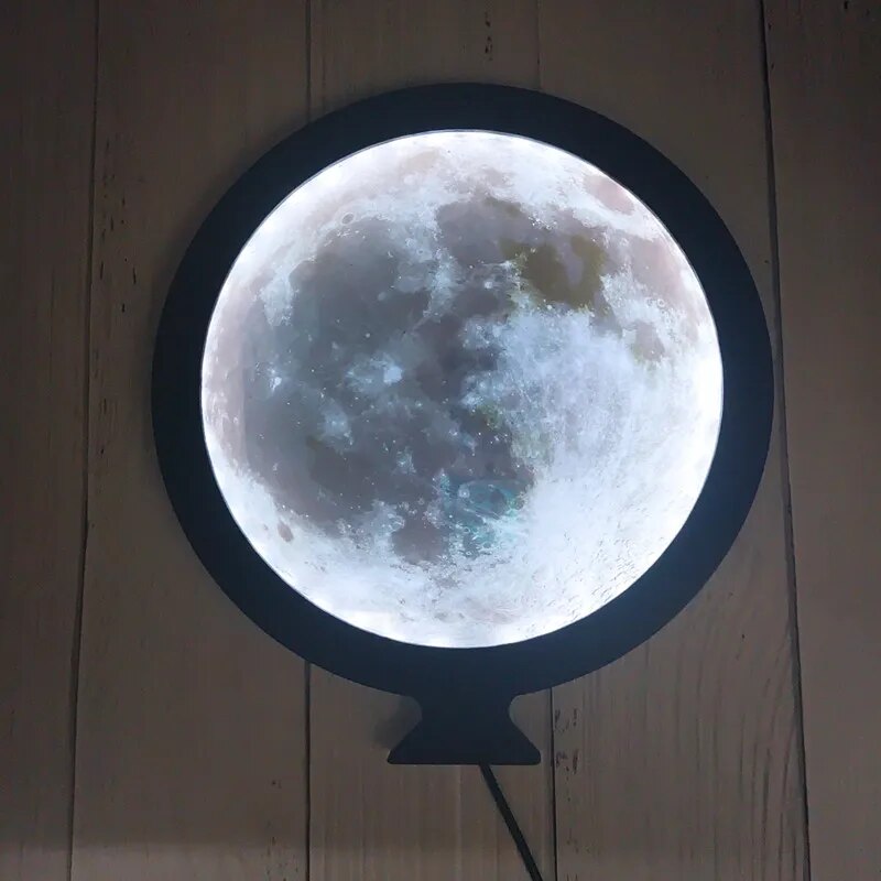 Wooden Round Makeup Mirror Magic Become Moon LED Lights Creative Gift Ideas for Valentine's Day Home Room Decoration Night Light