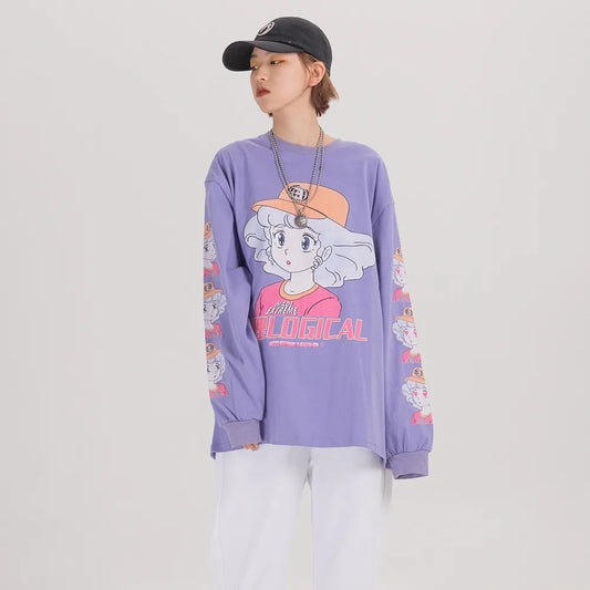 EXTREME Long Sleeve Women's Harajuku Cute Kawaii Clothes Oversized Japanese Streetwear Cartoon T Shirt Women Clothing Tops Tee