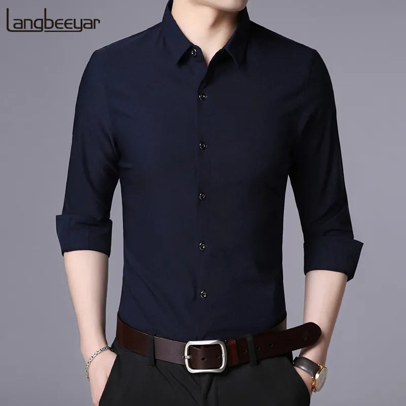 2023 New Fashion Brand Designer Shirt Men Dress Shirts Slim Fit Streetwear Long Sleeve Korean High Quality Casual Men Clothes