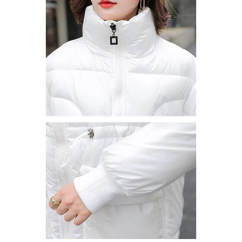 2021 New Winter Women Coat Bright Cotton-Padded Jacket Women's Mid-Length Loose Thick Parka Net Red Outerwear Multiple Colors