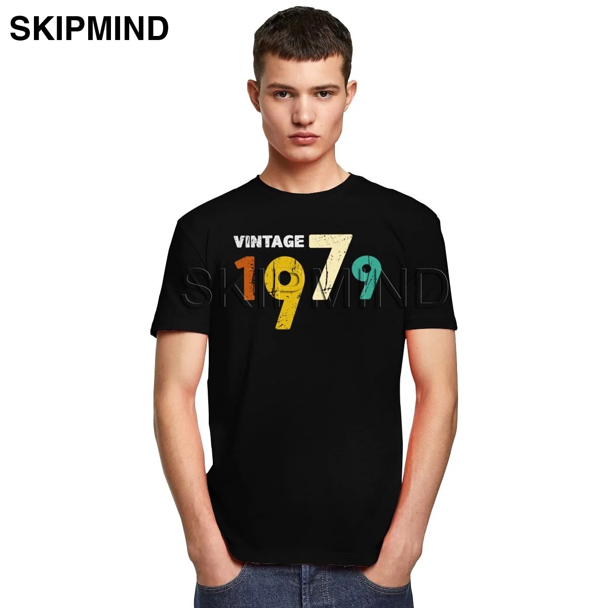 Vintage Born In 1979 T shirt Homme 100% Cotton birthday 41 years Old gift Tee Tops Short Sleeved Novelty T-shirt Clothes Gift