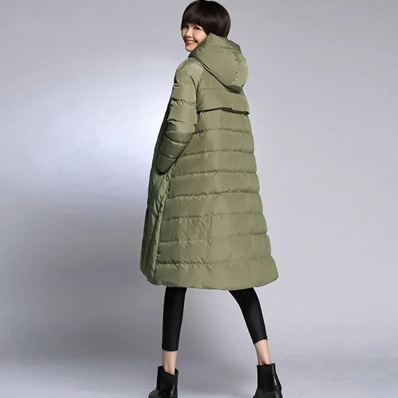 2020 womens winter thick down coats black navy blue army green red  8XL size  clothes female  long jackets for women winter