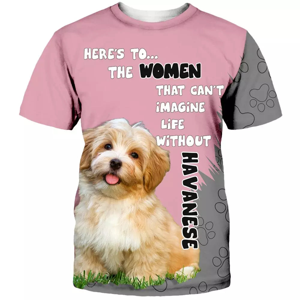 HX Havanese Printed Men' T-shirts 6 Varieties Pet Men Clothes Unisex Dog Letter Leisure Tops Personality DIY Tees Oversized