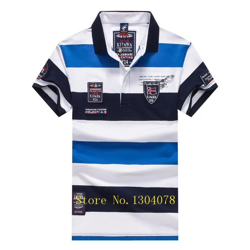 Men Clothes 2022 Famous Brand Tace & Shark polo shirt men Summer Tops Cotton Short Sleeve Striped Classic & Business homme