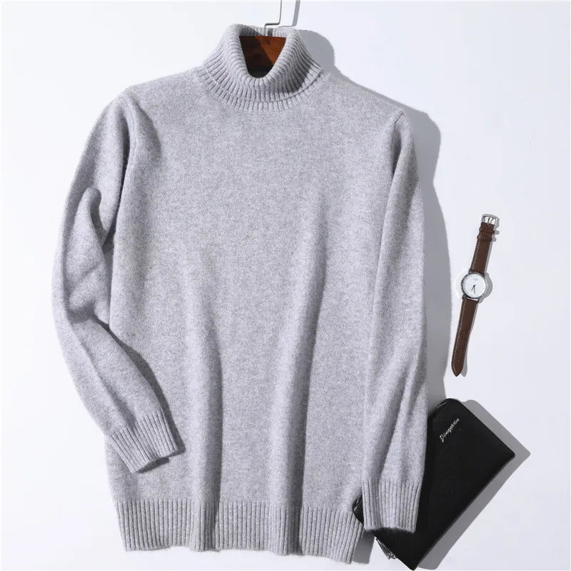 Super Warm 100% Cashmere Turtleneck Sweater Men Clothes 2023 Autumn Winter Knitted Pullover Jumper Ropa Hombre Pull Homme