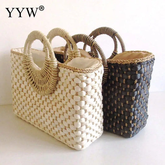 Bags for Women Summer Beach Tote Straw Bag Pompom Straw Bags in Thailand Picnic Straw Bag in Handbags Top Handle Handbags Totes