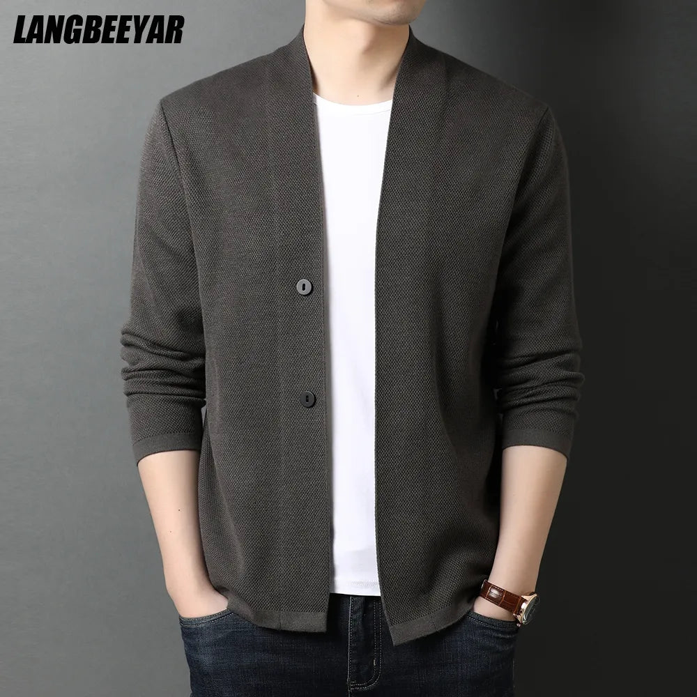 Top Quality New Autum Winter Brand Fashion Knit Mens Oversized Cardigan Sweater Knitting Casual Korean Coats Jacket Men Clothes