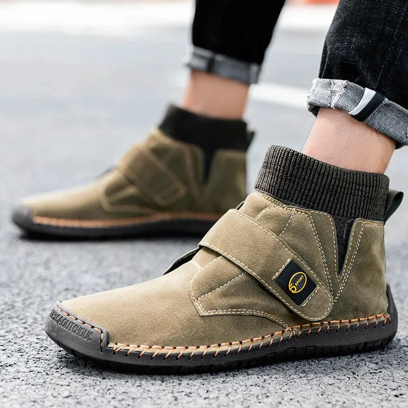 KEZZLY Men's outdoor large size men's shoes Fashion casual footwear men's shoes with HOOk&LOOP high-top warm men's boots