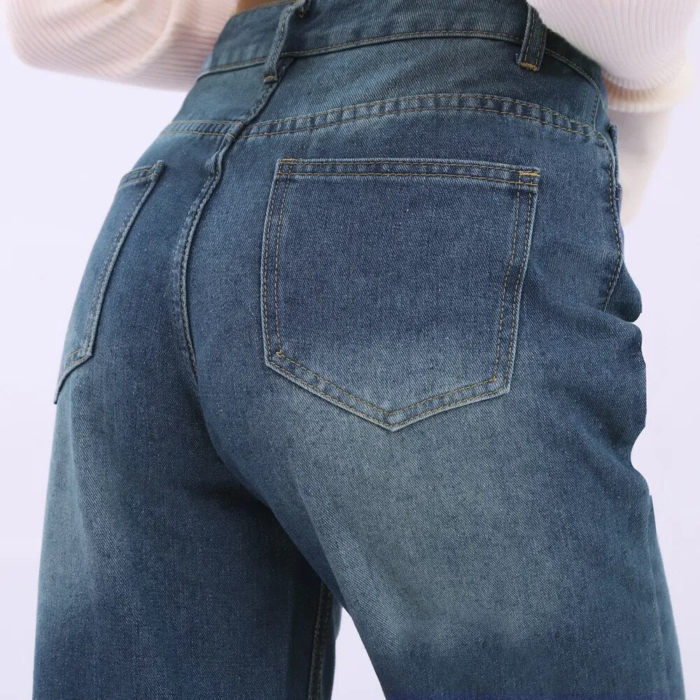 Women's Jeans 2022 High Waist Mom Wide Leg Pants New fashion vintage Blue Straight Pants Oversize Overalls Loose Ladies Pants