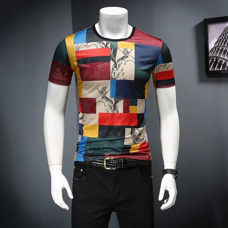 2019 T Shirt Men Ice Felt Short Sleeve Club Party T Shirt Men Design Print Summer Breathable Casual T-shirt streetwear tops