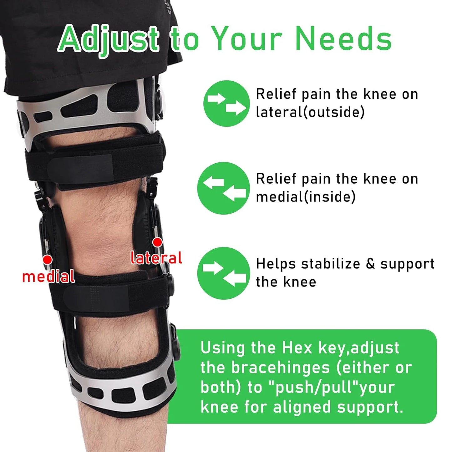 Komzer OA Unloader Knee Brace Orthopedic Ligament Injury Protector Arthritis Osteoarthritis Relief Joint Pain Support Stabilizer