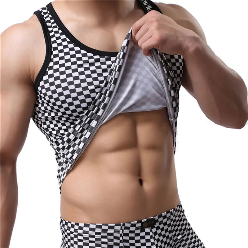 Mens Undershirts Breathable Sleeveless T-shirts Fitness Tank Tops Sport Vest Low Rise Boxer Shorts Underwear Or Men Clothes Set