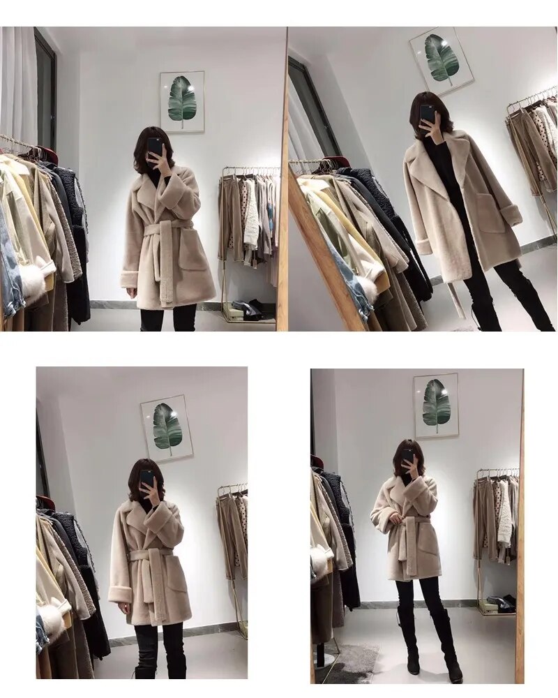 100% Wool Coat Fashion Slim Jackets for Women 2022 Soft Coat Female Autumn Winter Sheep Shearing Coat Ropa Para Mujer