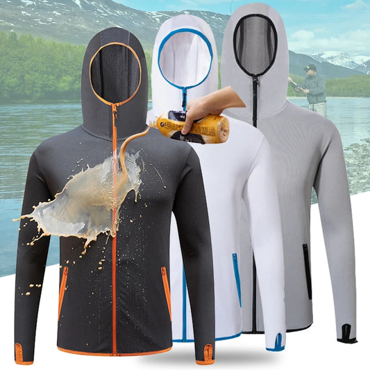 Ice silk Water Repellent Fishing Men Clothes Tech Hydrophobic Clothing Brand Listing kleding Outdoor Camping Hooded Jackets