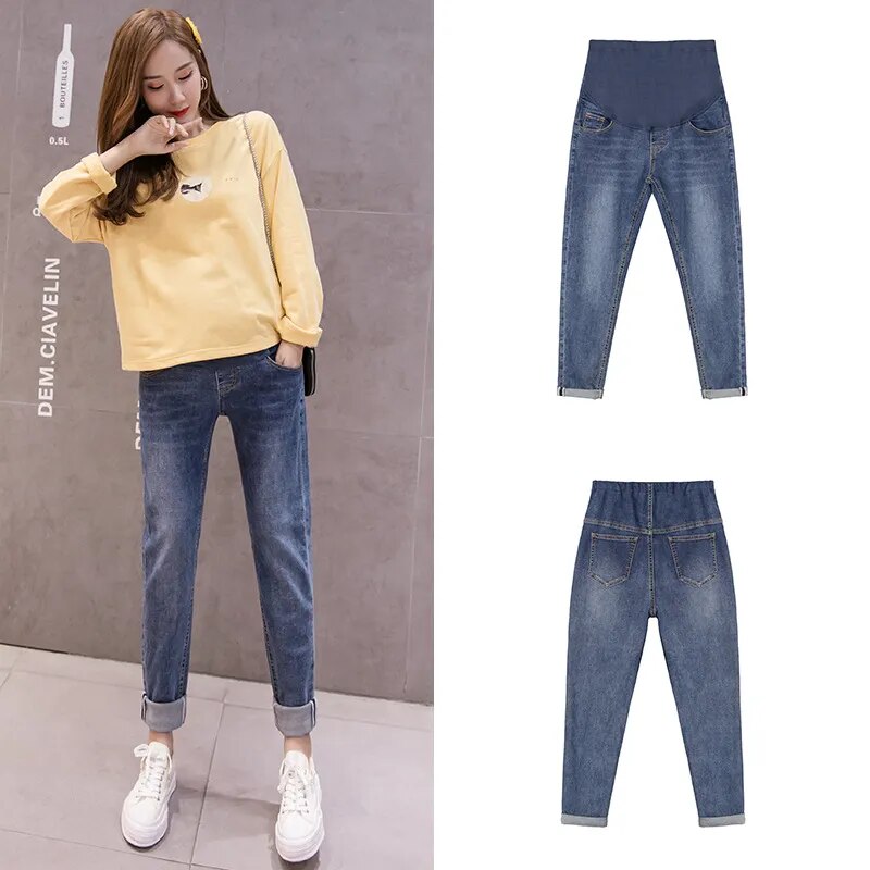 New Autumn Maternity Jeans Pants For Pregnant Women Trousers Casual Loose Jeans Pregnancy Pants Maternity Clothing