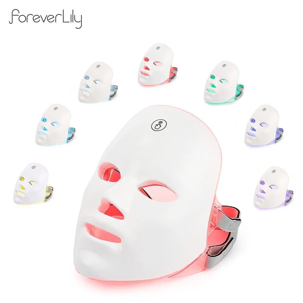 USB Charge 7Colors LED Facial Mask Photon Therapy Skin Rejuvenation Anti Acne Wrinkle Removal Skin Care Mask Skin Brightening