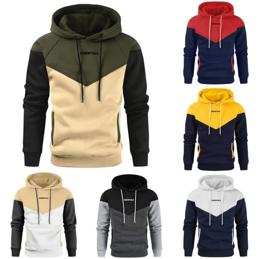 New top1 autumn and winter Harajuku Street fashion outdoor wear men's patchwork hooded Sweatshirt hooded casual loose coat