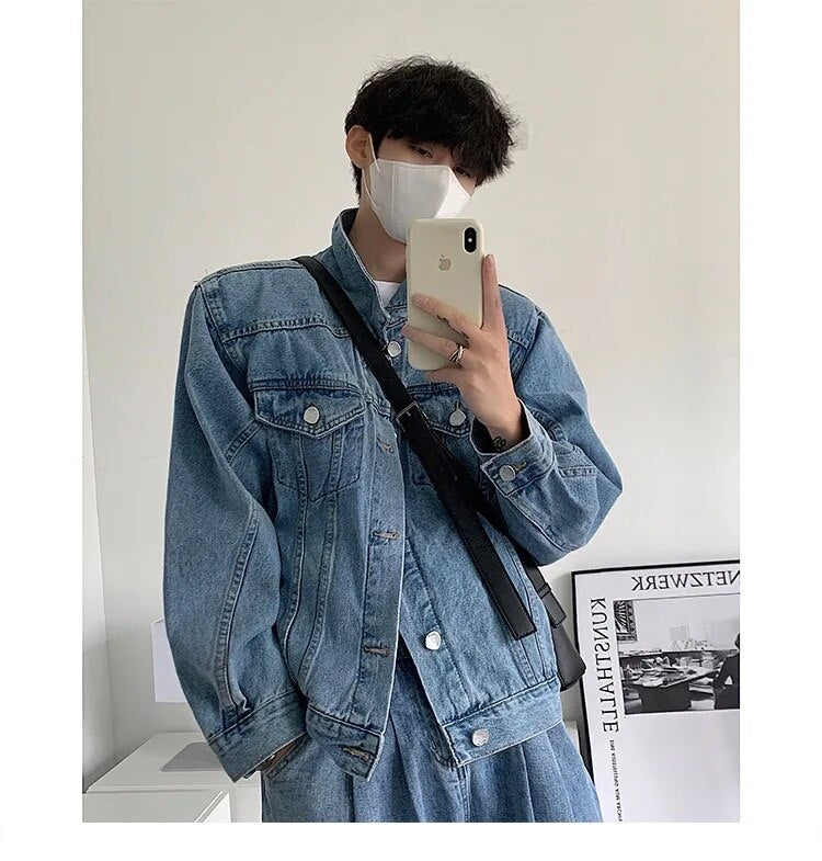 2023 New Men's Denim Jacket Street Dress Blue Denim Jacket Men's Casual Denim Jacket