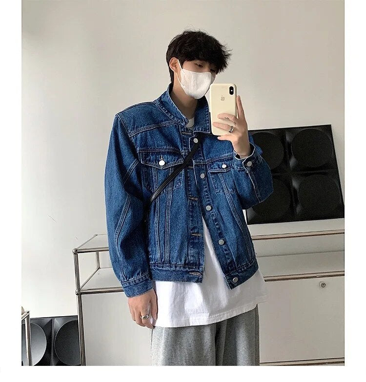 2023 New Men's Denim Jacket Street Dress Blue Denim Jacket Men's Casual Denim Jacket