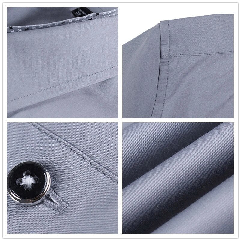 2023 Summer New Men's Shirt Brand Luxury Men Cotton Short Sleeves Dress Shirt Turn-down Collar Cardigan Shirt Men Clothes