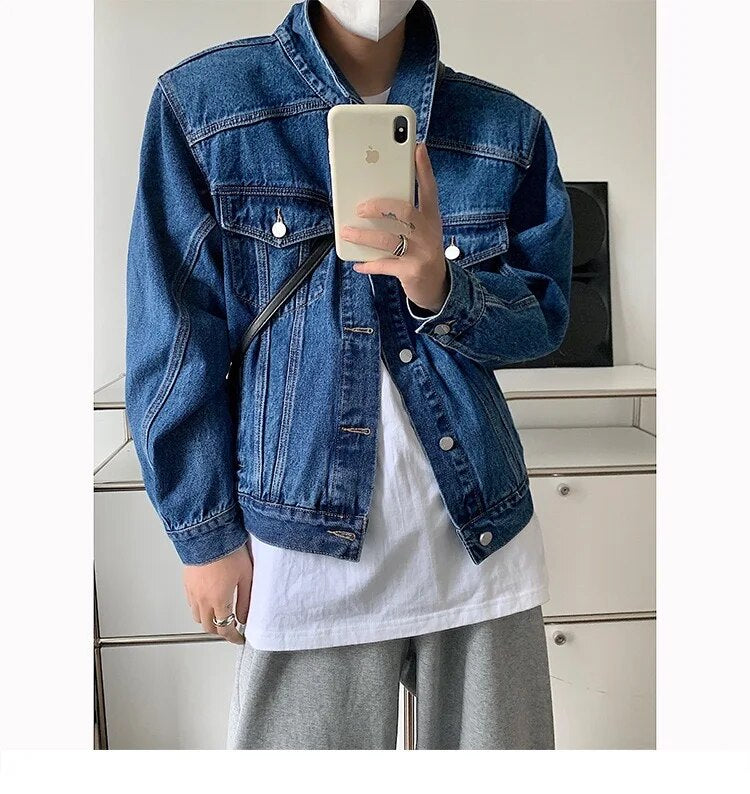 2023 New Men's Denim Jacket Street Dress Blue Denim Jacket Men's Casual Denim Jacket