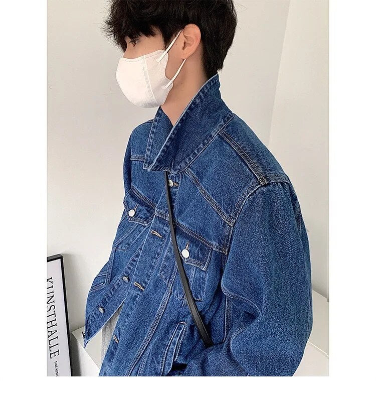 2023 New Men's Denim Jacket Street Dress Blue Denim Jacket Men's Casual Denim Jacket